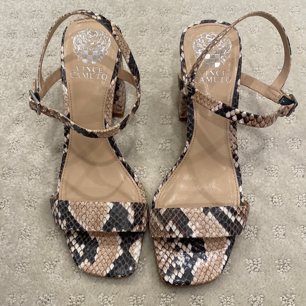 Vince Camuto Snake Print Chunky Heel